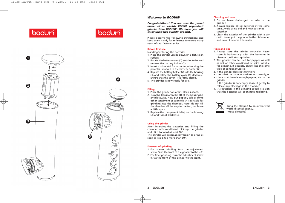 Welcome to bodum | Bodum 11038 User Manual | Page 3 / 11