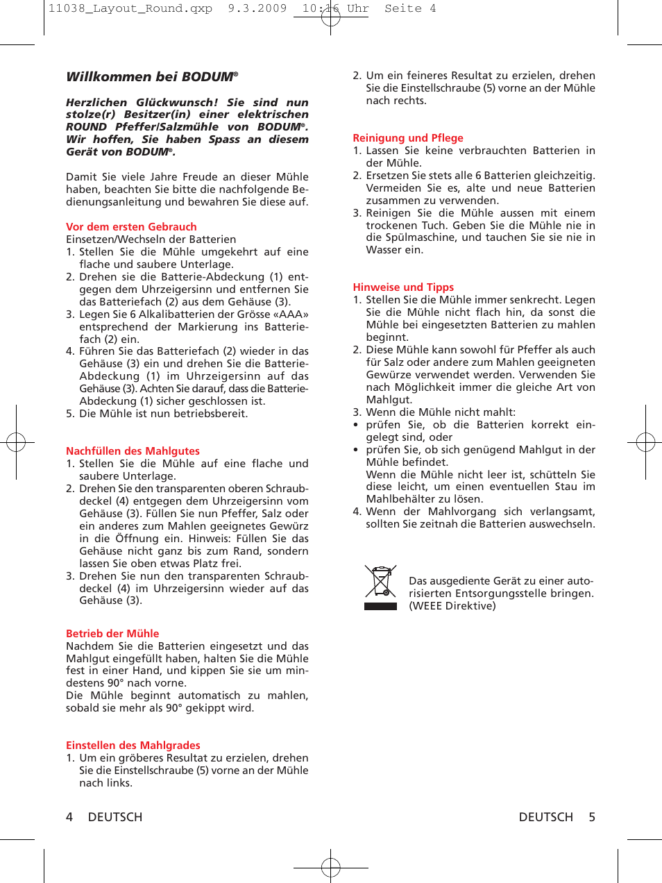 Willkommen bei bodum | Bodum 11038 User Manual | Page 4 / 11