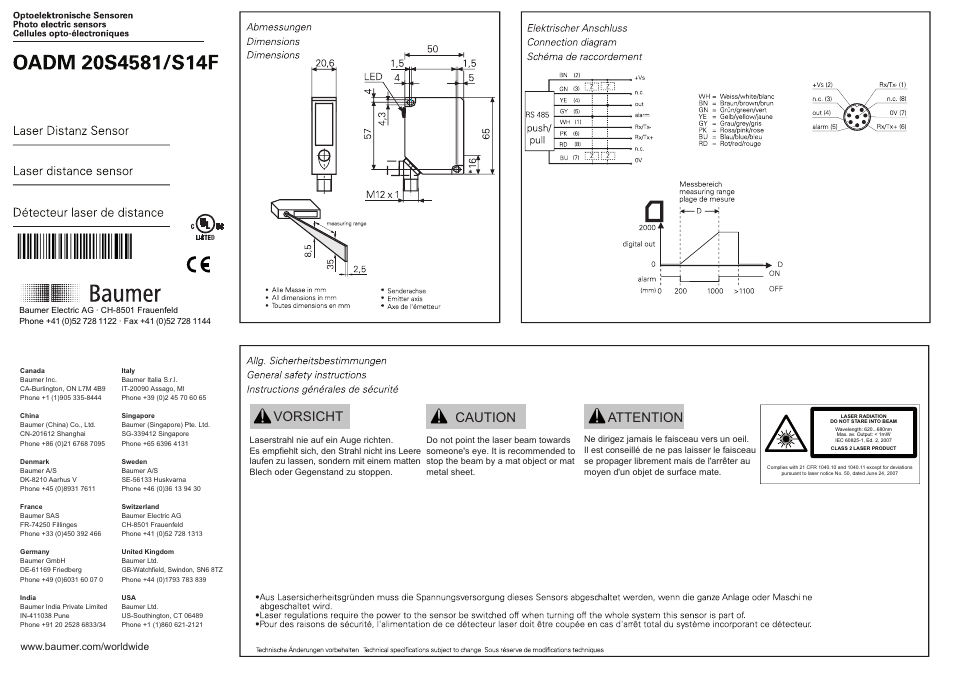 Baumer OADM 20S4581/S14F User Manual | 6 pages