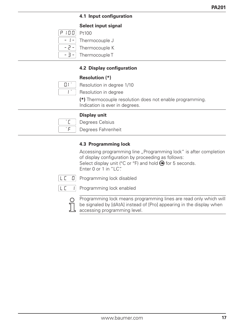Baumer PA201 User Manual | Page 17 / 29