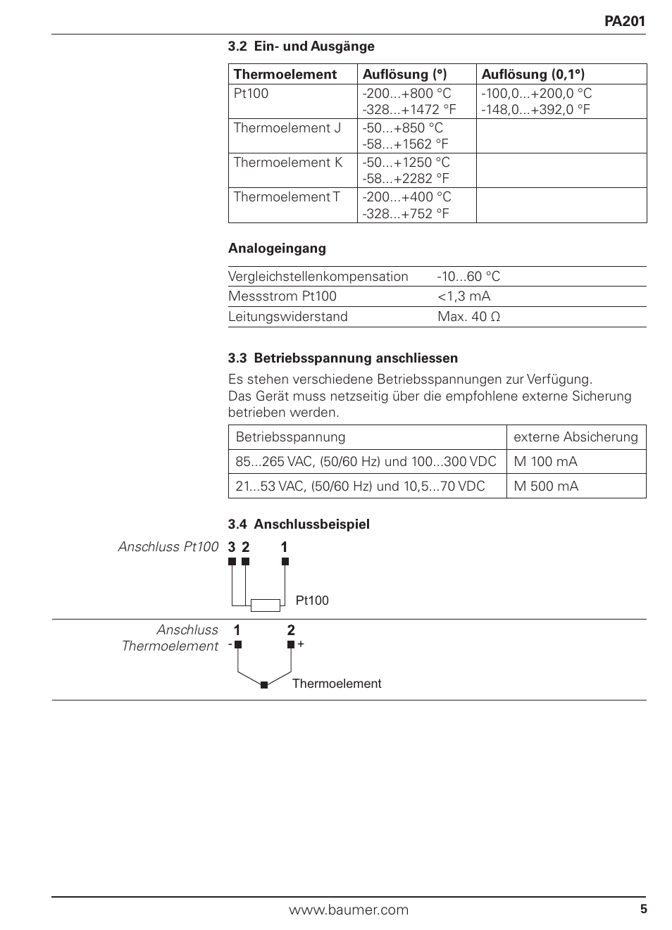 Baumer PA201 User Manual | Page 5 / 29