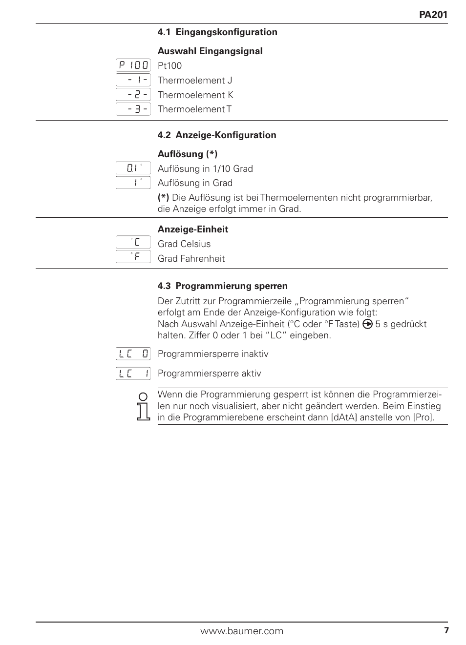Baumer PA201 User Manual | Page 7 / 29