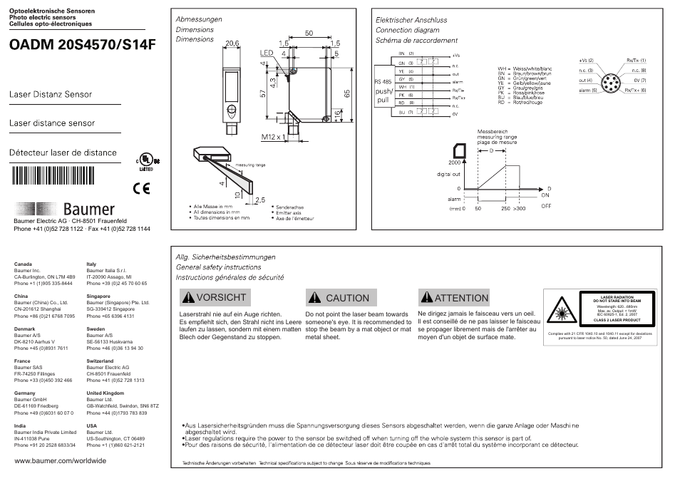 Baumer OADM 20S4570/S14F User Manual | 6 pages