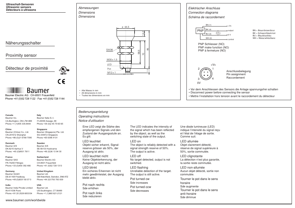 Baumer UNAM 50P1721/S14 User Manual | 2 pages