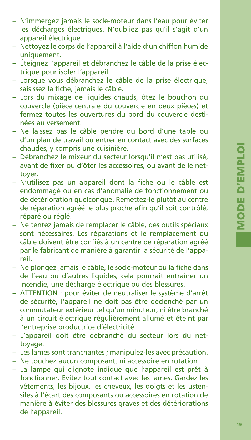 Mode d ’e m ploi | Bodum Bistro 11303 User Manual | Page 20 / 96