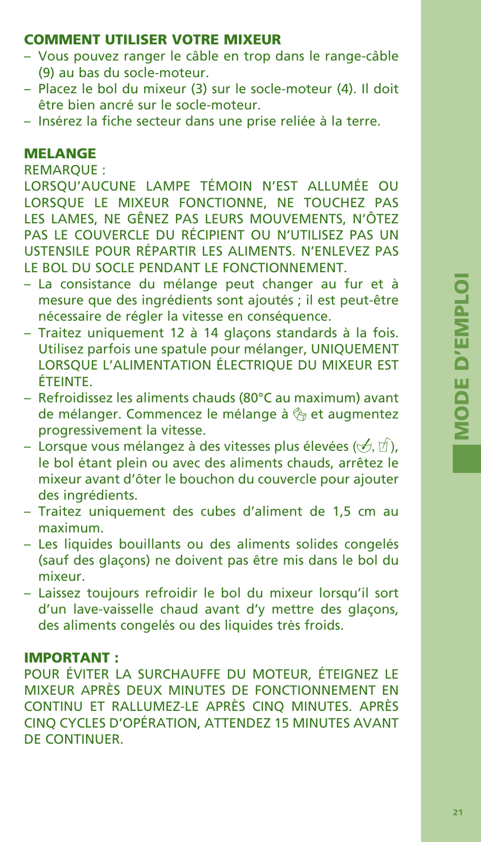 Mode d ’e m ploi | Bodum Bistro 11303 User Manual | Page 22 / 96