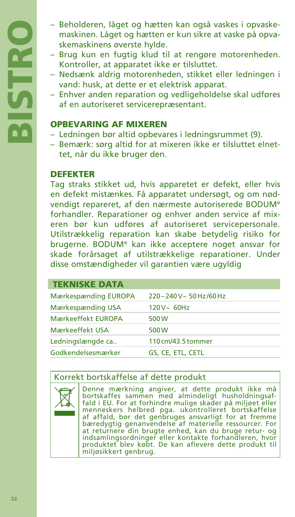 Bis tro | Bodum Bistro 11303 User Manual | Page 33 / 96