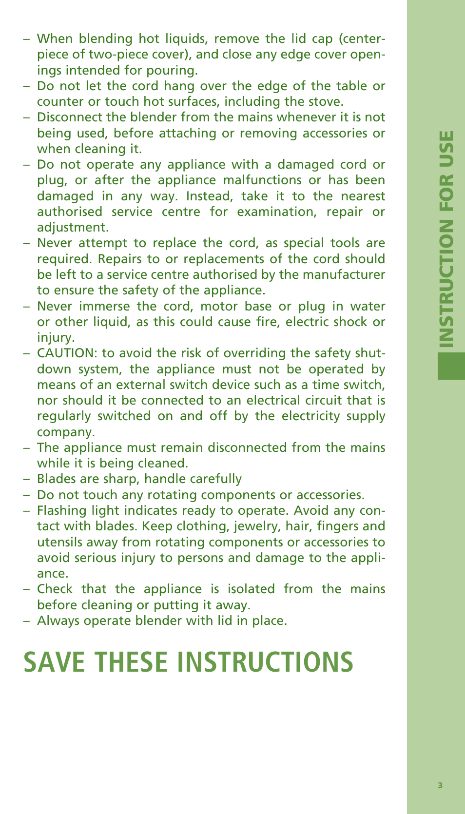 Save these instructions | Bodum Bistro 11303 User Manual | Page 4 / 96