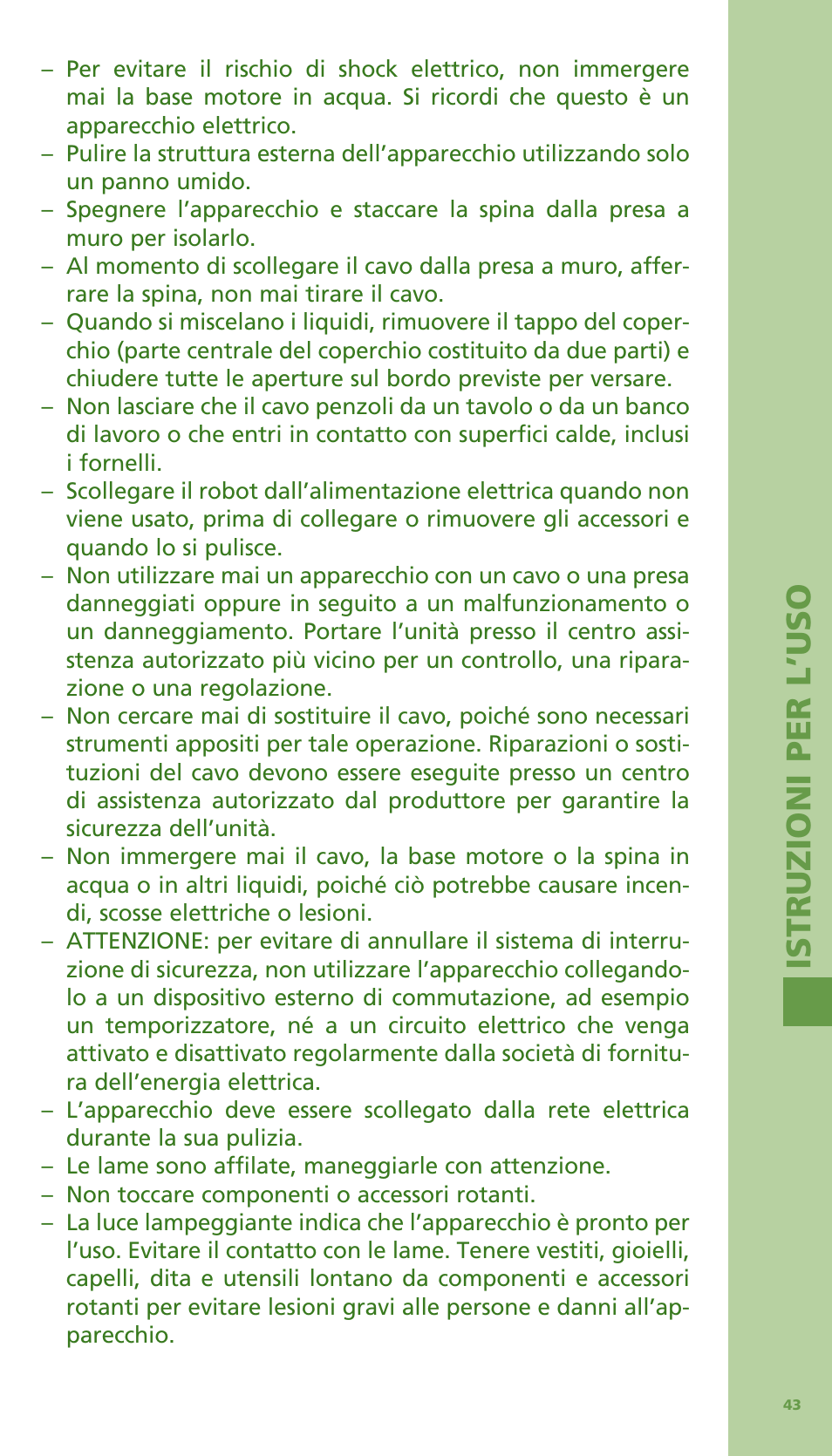 Is tr u zioni per l ’us o | Bodum Bistro 11303 User Manual | Page 44 / 96