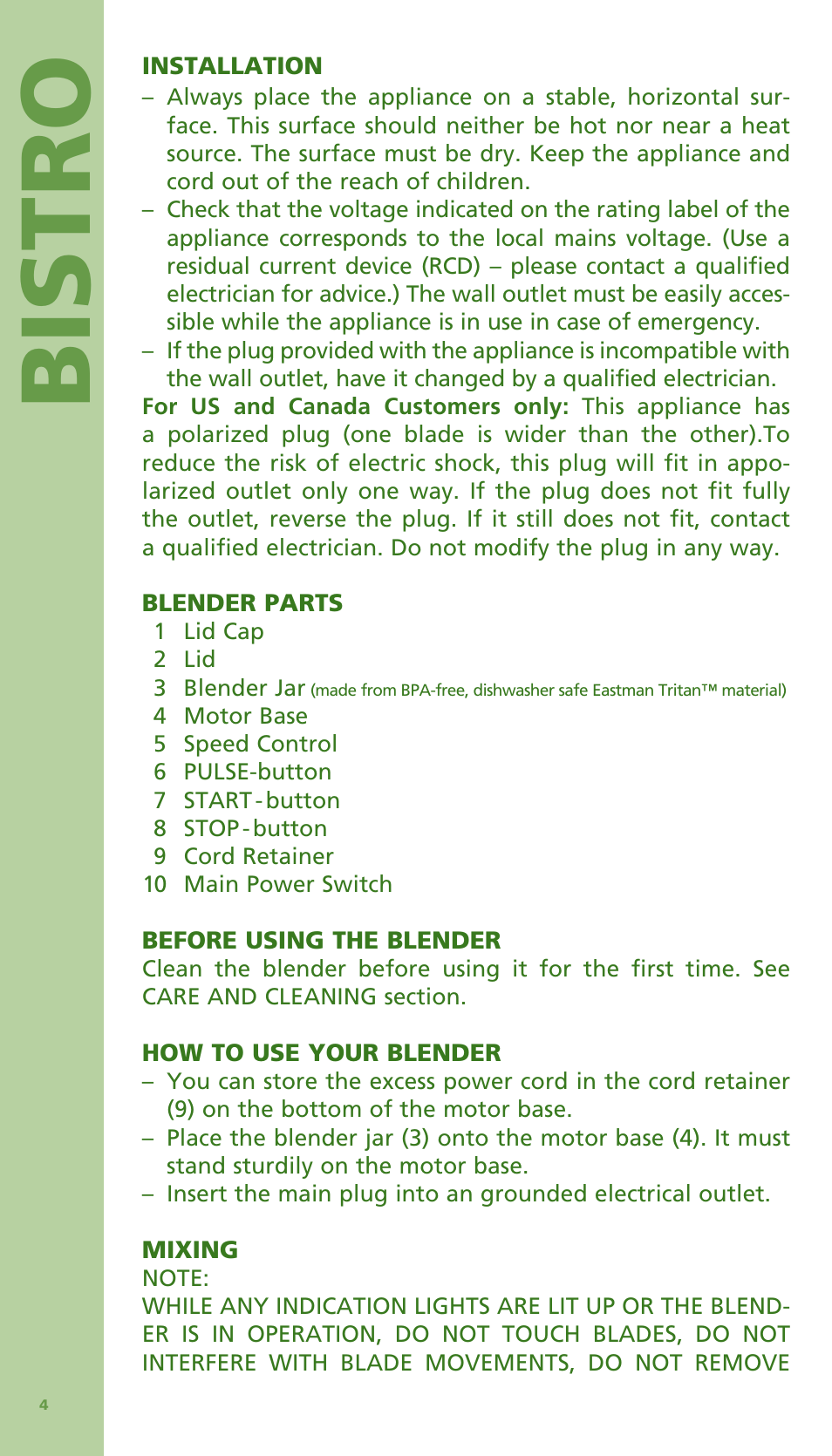 Bis tro | Bodum Bistro 11303 User Manual | Page 5 / 96