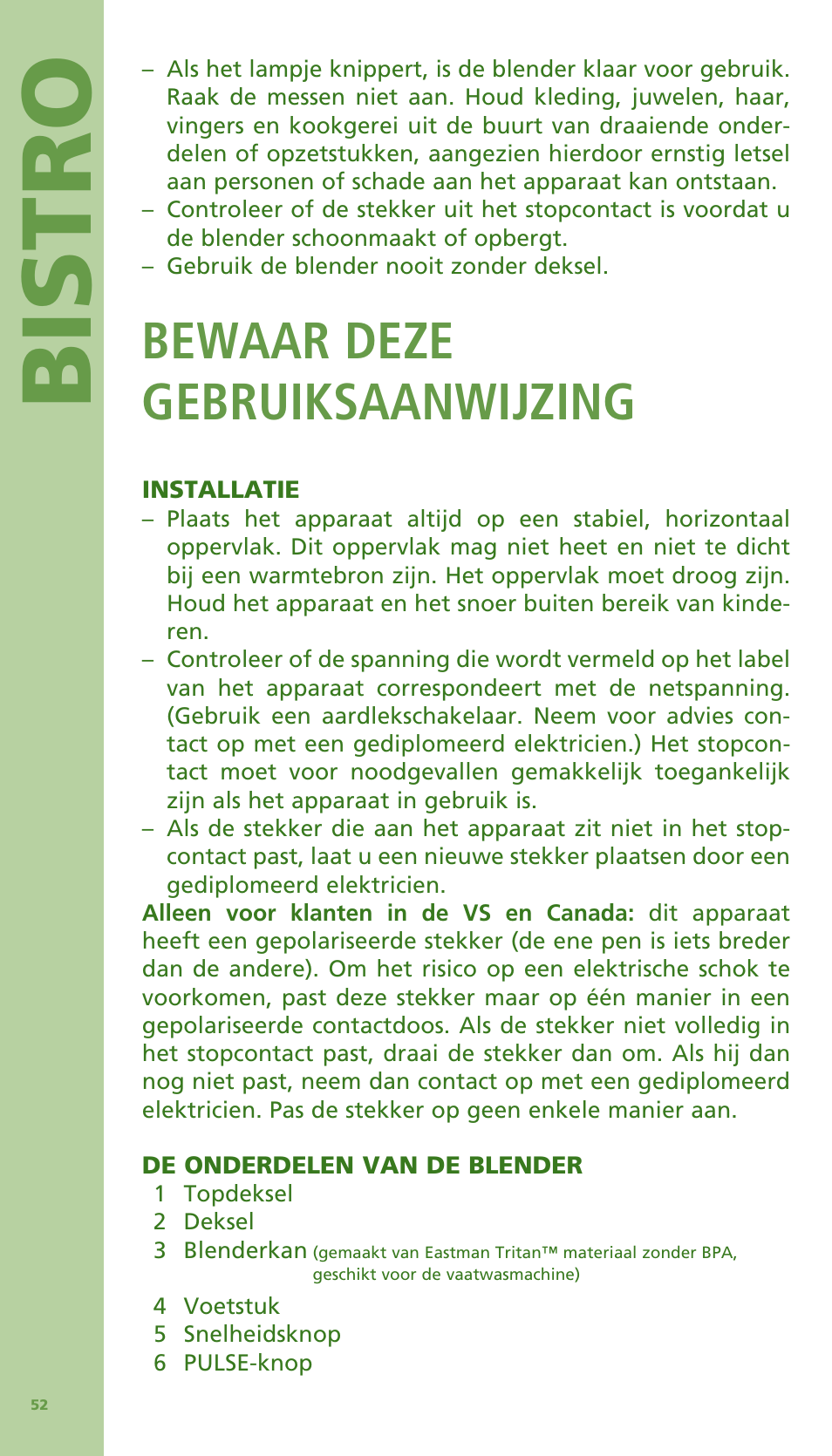 Bis tro, Bewaar deze gebruiksaanwijzing | Bodum Bistro 11303 User Manual | Page 53 / 96