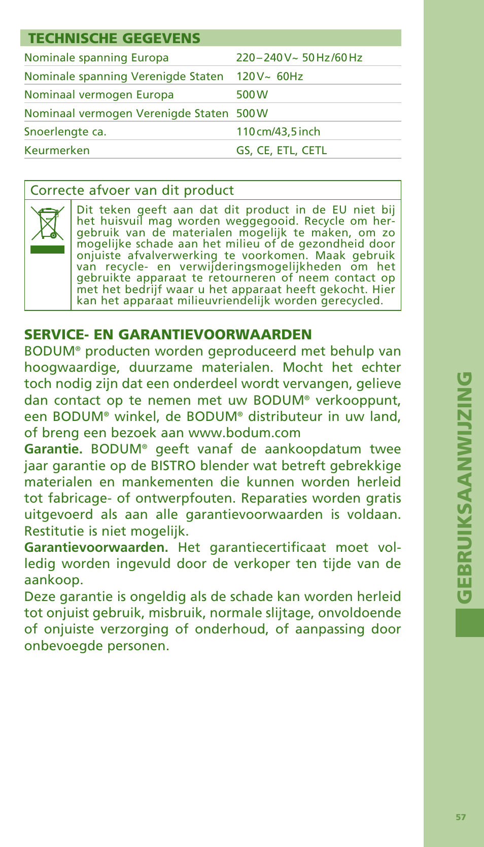 Bodum Bistro 11303 User Manual | Page 58 / 96