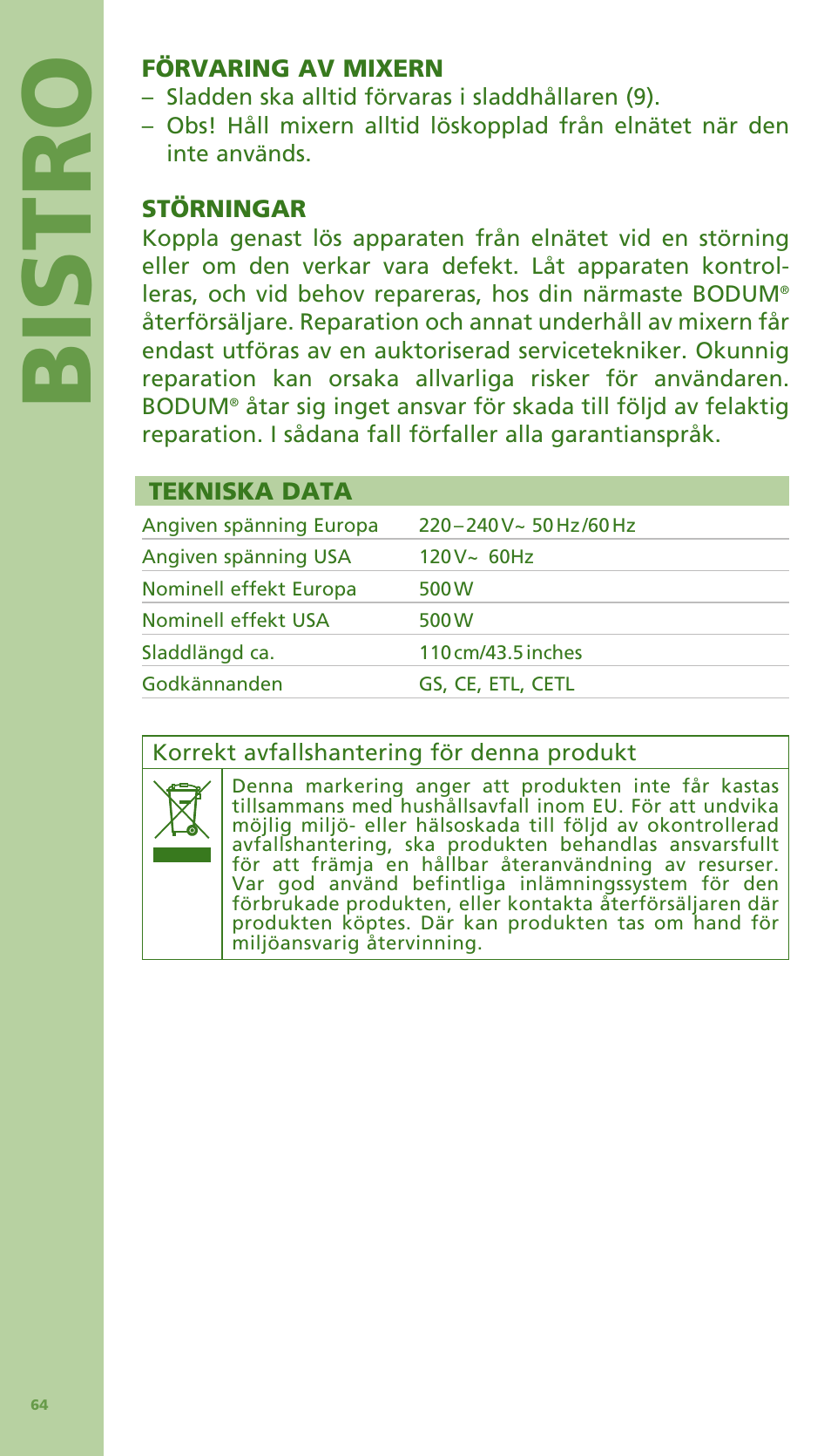 Bis tro | Bodum Bistro 11303 User Manual | Page 65 / 96