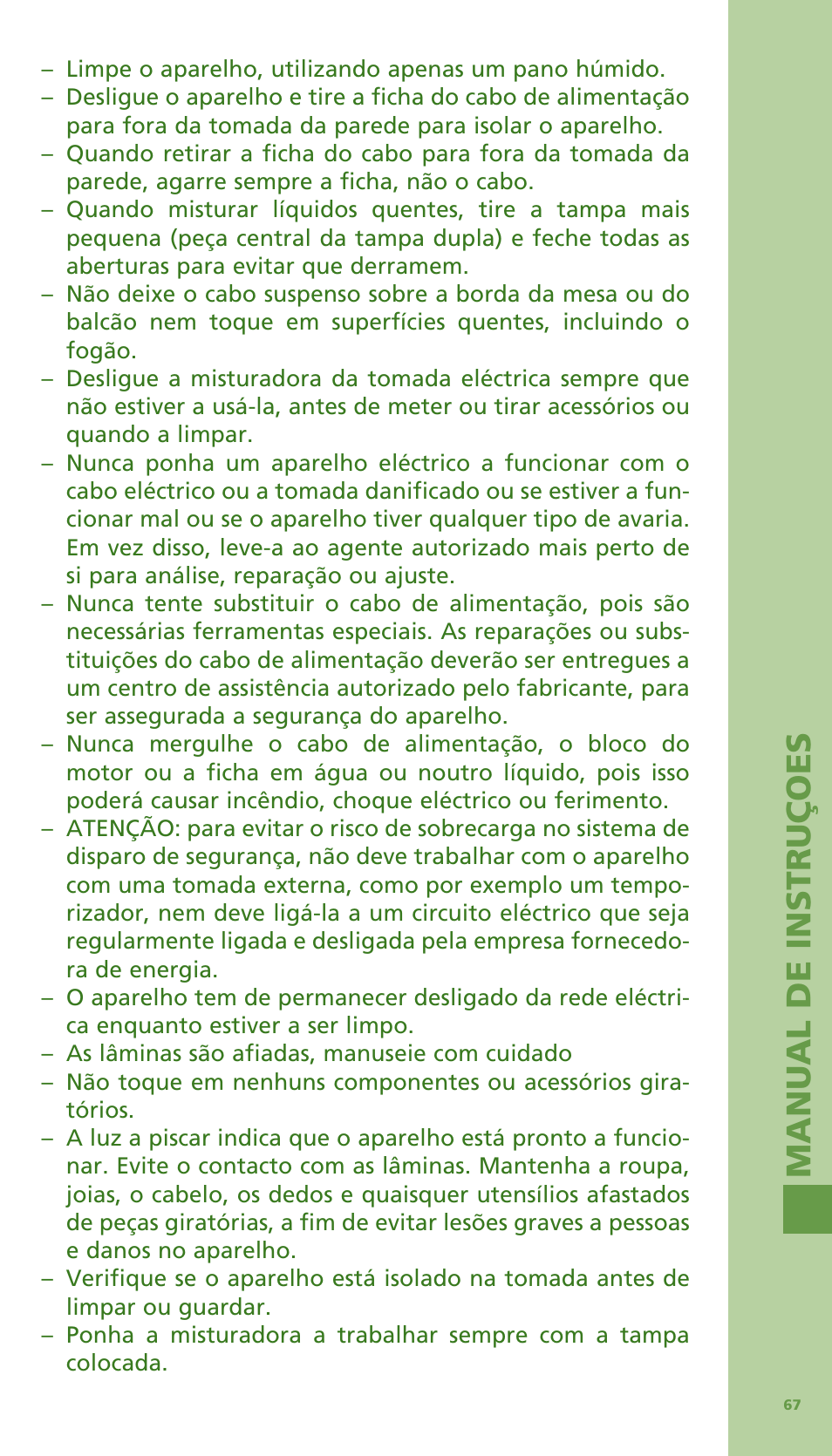 Man u al de in s tr uç oe s | Bodum Bistro 11303 User Manual | Page 68 / 96