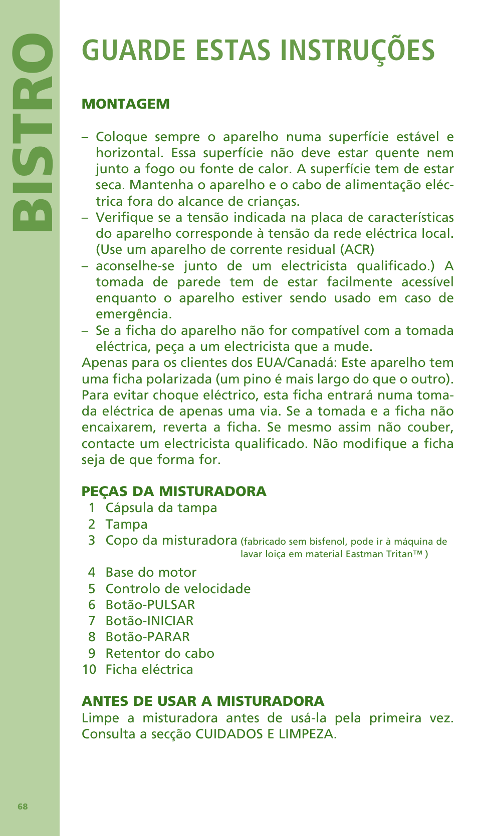 Bis tro, Guarde estas instruções | Bodum Bistro 11303 User Manual | Page 69 / 96