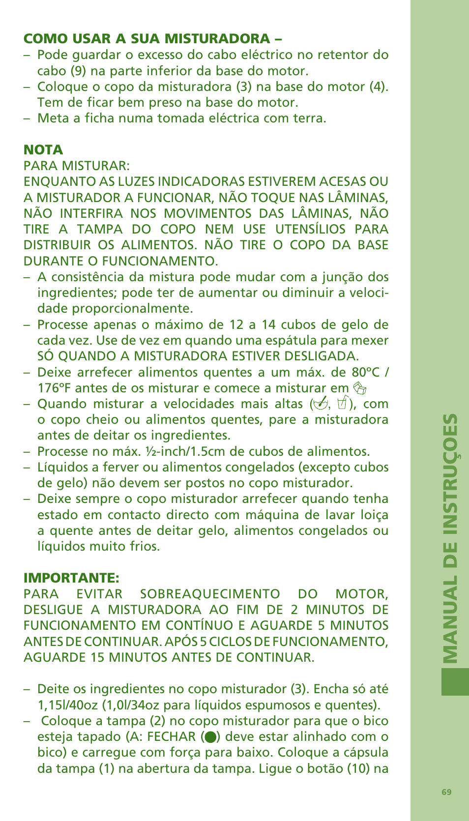 Man u al de in s tr uç oe s | Bodum Bistro 11303 User Manual | Page 70 / 96