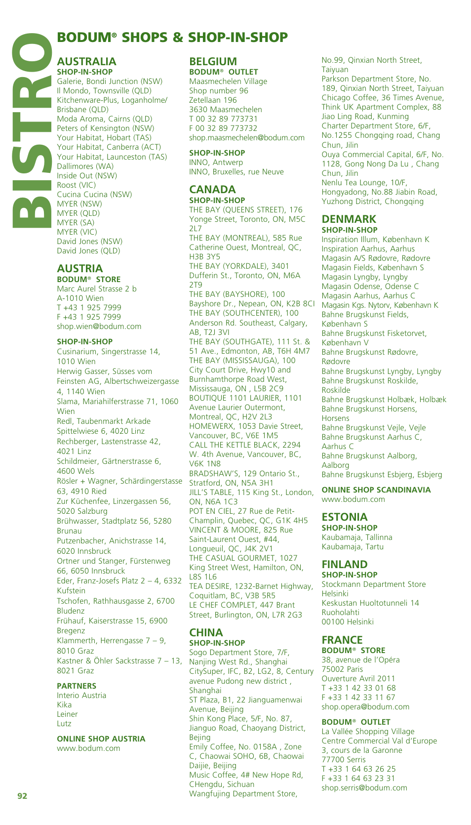 Bis tro | Bodum Bistro 11303 User Manual | Page 93 / 96