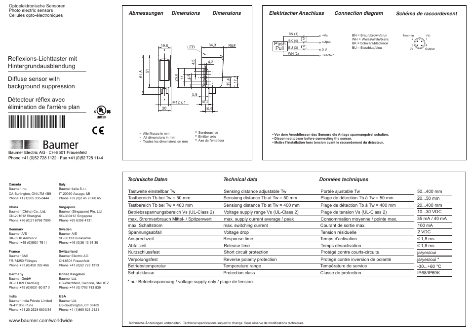 Baumer FHDR 14G6901/S14 User Manual | 2 pages