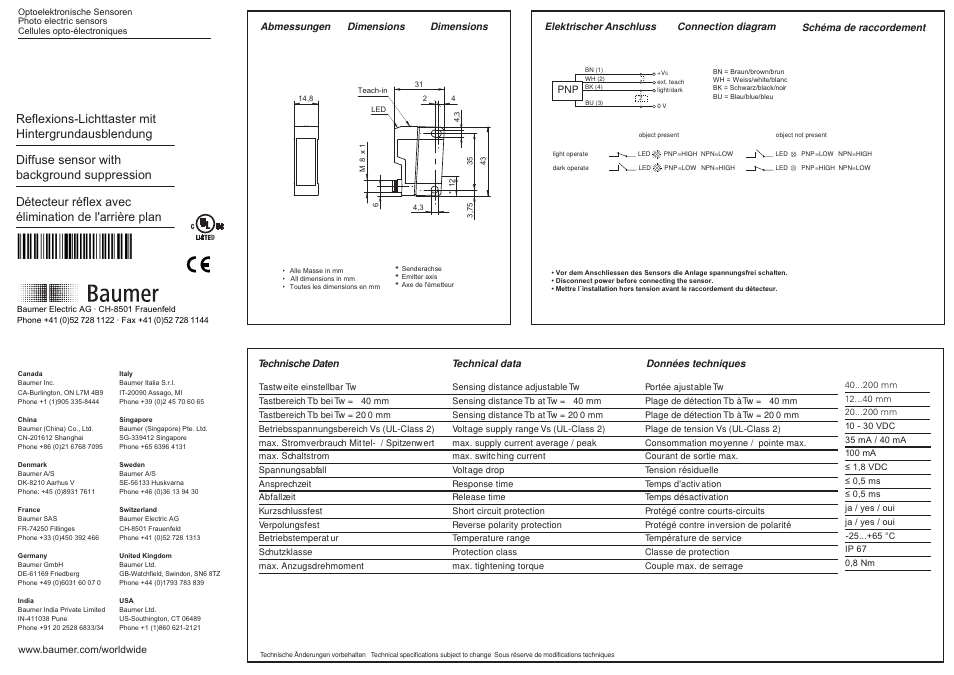 Baumer FHDK 14P6901/S35A User Manual | 2 pages