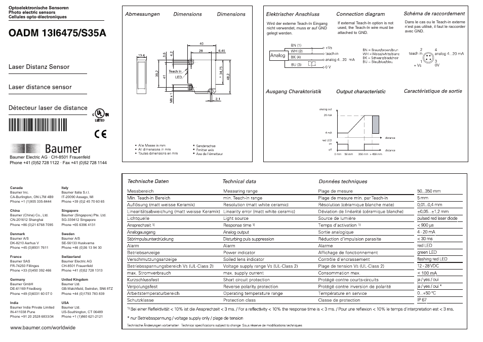 Baumer OADM 13I6475/S35A User Manual | 4 pages