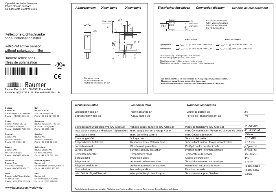 Baumer FRDK 14P6901 User Manual | 2 pages