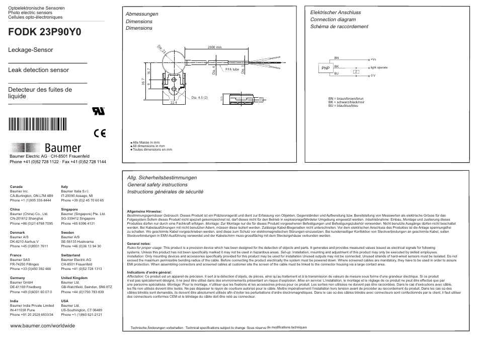 Baumer FODK 23P90Y0 User Manual | 2 pages