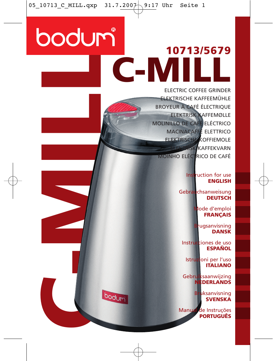 Bodum C-Mill 10713 User Manual | 54 pages