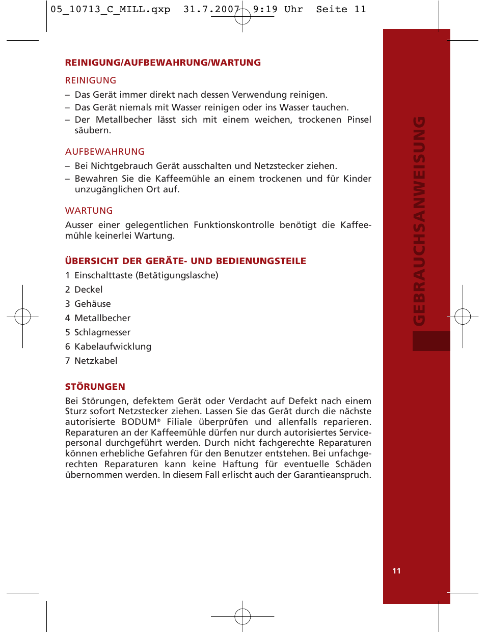 Gebrauchsanweisung | Bodum C-Mill 10713 User Manual | Page 12 / 54