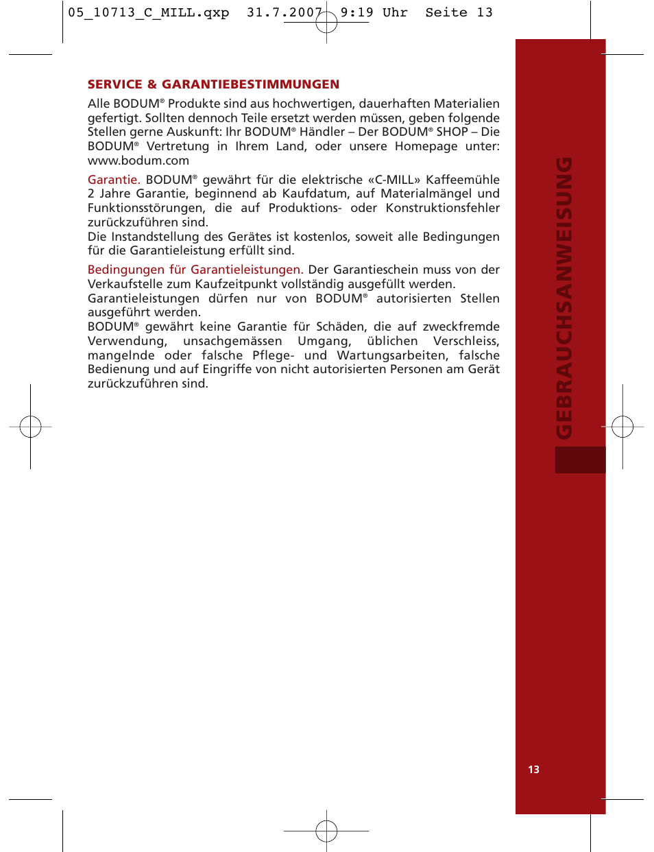 Gebrauchsanweisung | Bodum C-Mill 10713 User Manual | Page 14 / 54