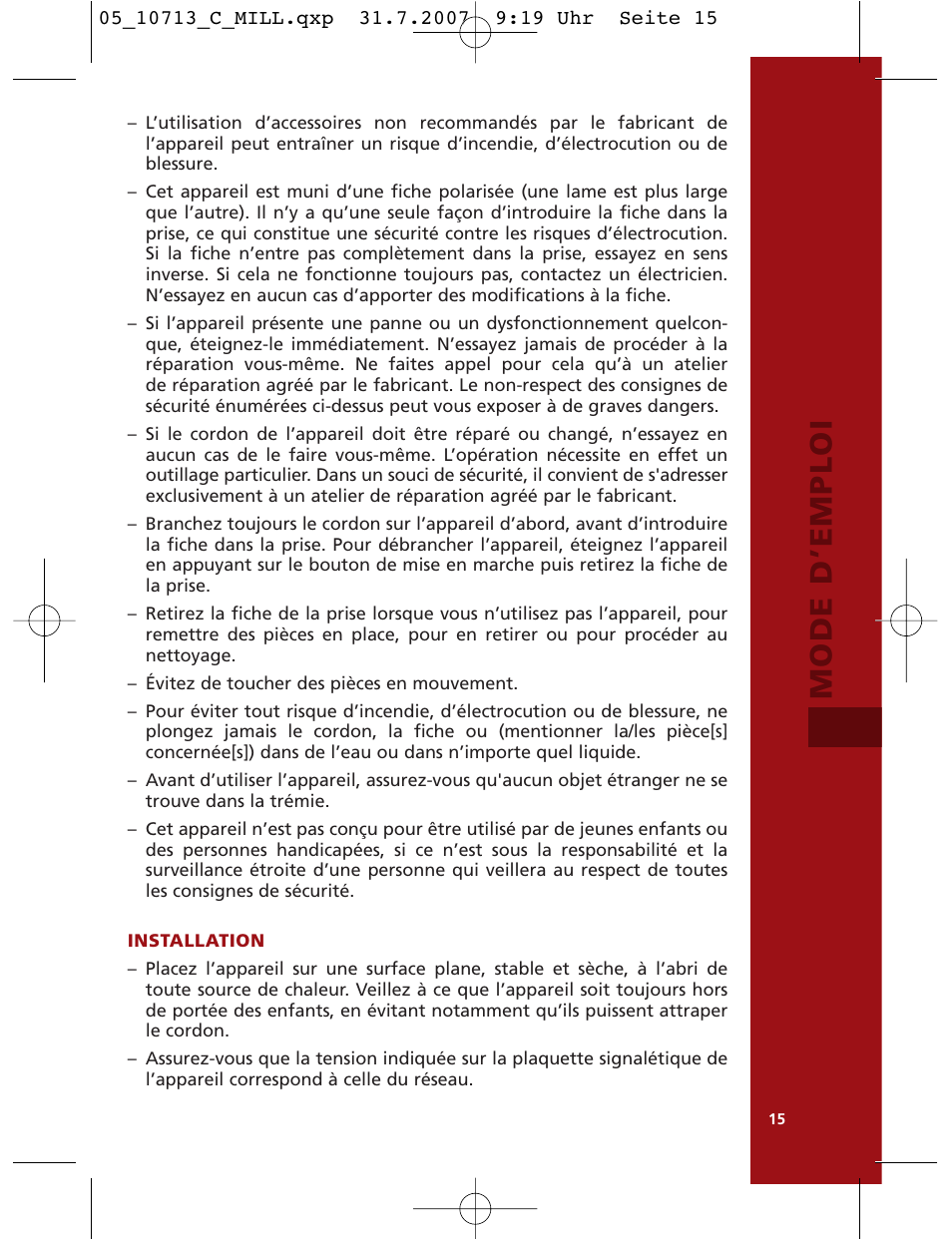 Mode d’emploi | Bodum C-Mill 10713 User Manual | Page 16 / 54