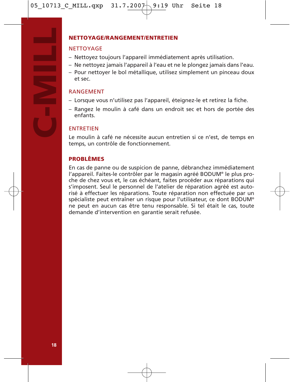 C-mill | Bodum C-Mill 10713 User Manual | Page 19 / 54