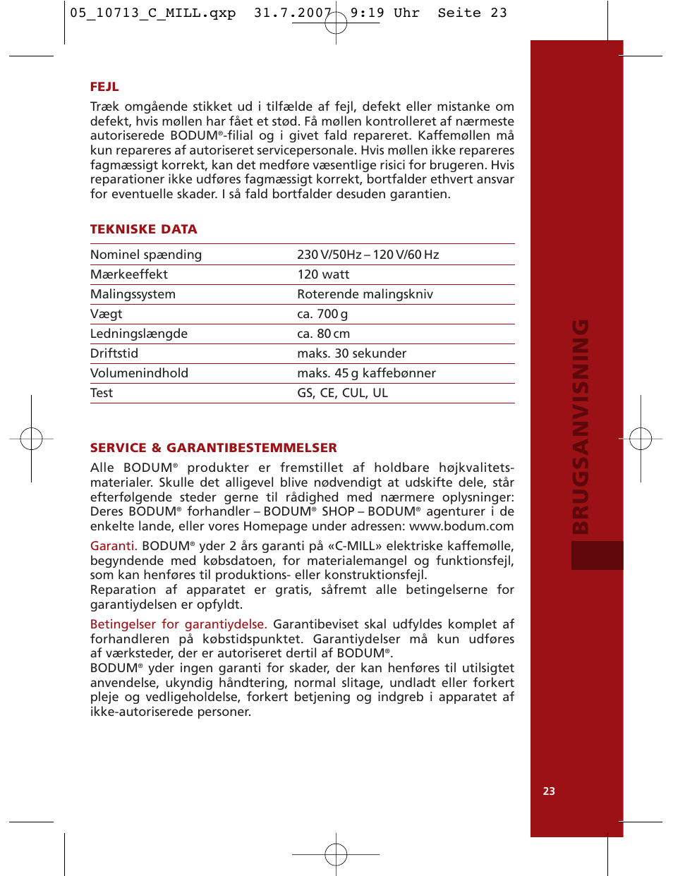 Brugsanvisning | Bodum C-Mill 10713 User Manual | Page 24 / 54