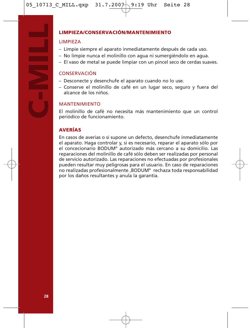 C-mill | Bodum C-Mill 10713 User Manual | Page 29 / 54