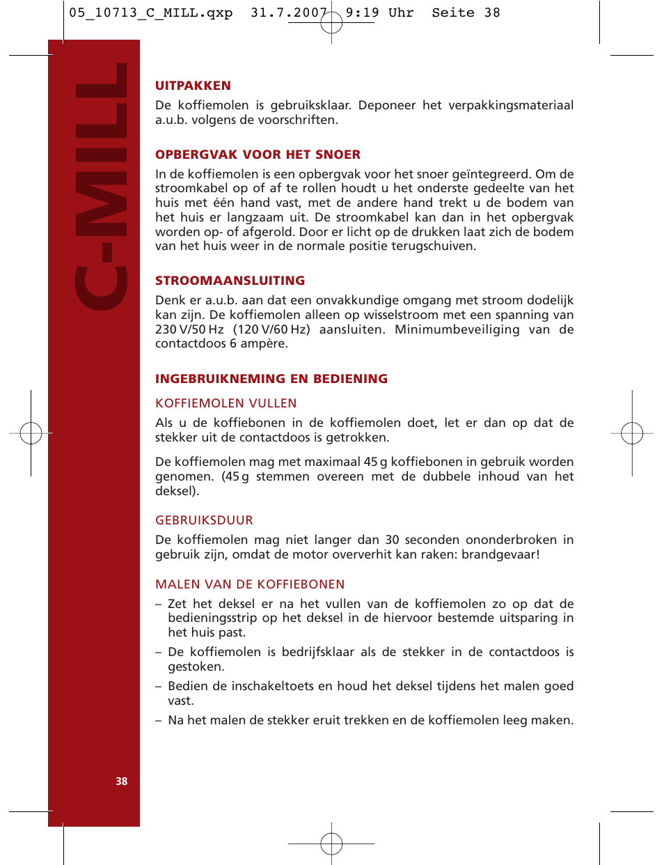 C-mill | Bodum C-Mill 10713 User Manual | Page 38 / 54