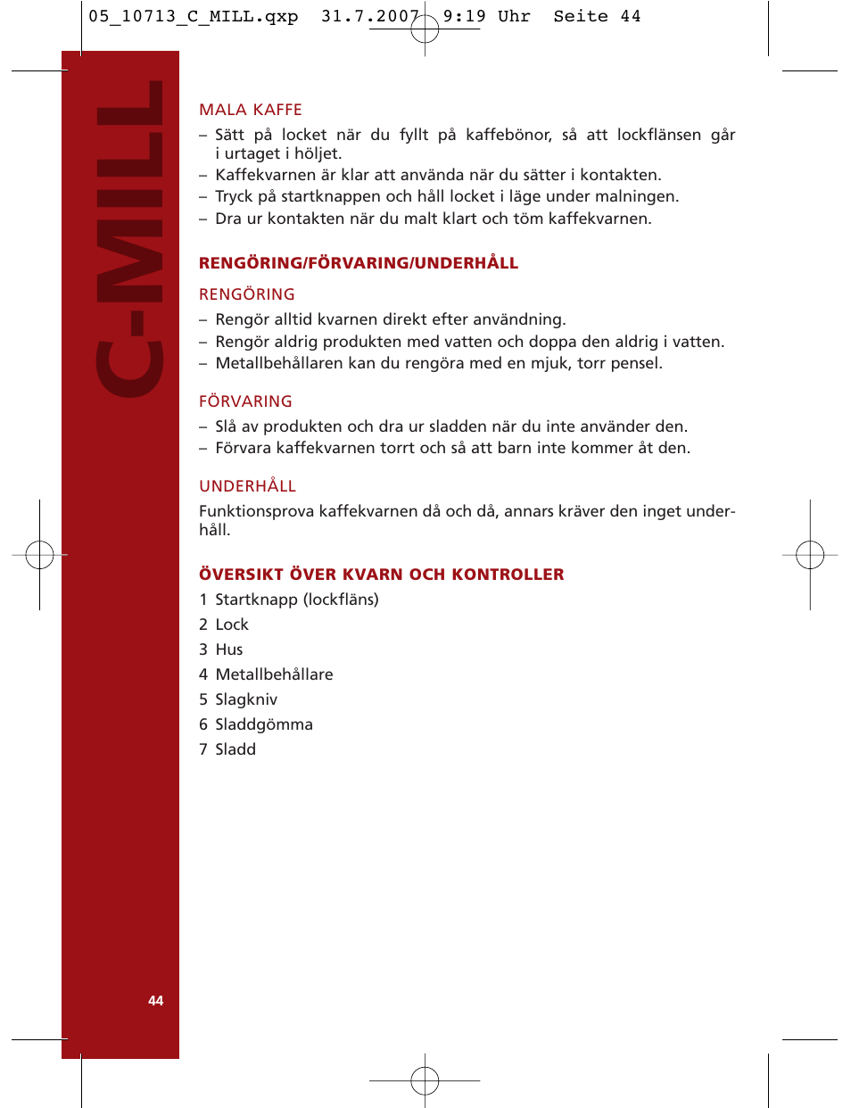 C-mill | Bodum C-Mill 10713 User Manual | Page 43 / 54