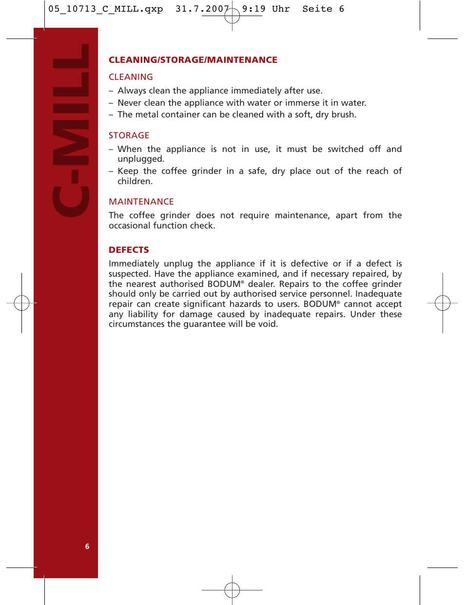 C-mill | Bodum C-Mill 10713 User Manual | Page 7 / 54