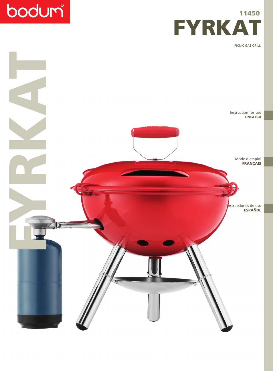 Bodum PICNIC GAS BBQ FYRKAT 11450 User Manual | 15 pages