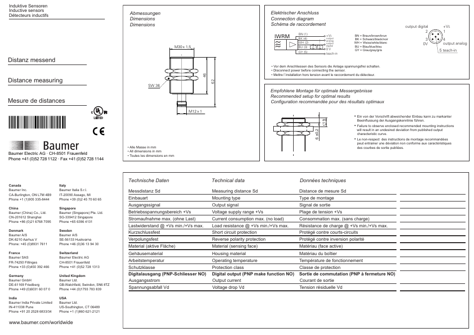 Baumer IWRM 30Z8704/S14C User Manual | 2 pages