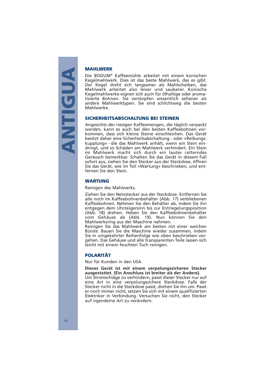 Antigua | Bodum ANTIGUA 10462 User Manual | Page 14 / 57