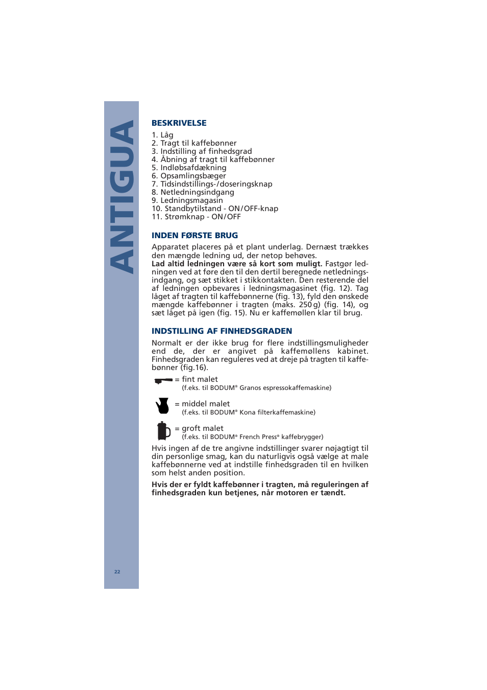 Antigua | Bodum ANTIGUA 10462 User Manual | Page 23 / 57