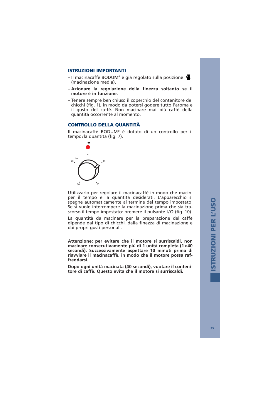 Istruzioni per l ’uso | Bodum ANTIGUA 10462 User Manual | Page 37 / 57