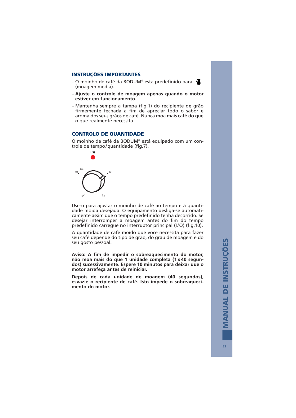 Manual de instruções | Bodum ANTIGUA 10462 User Manual | Page 55 / 57