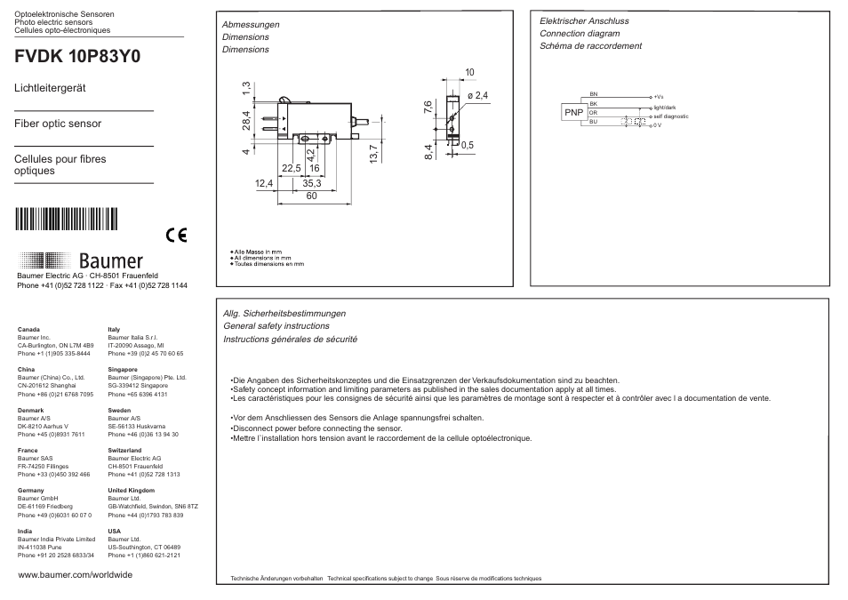 Baumer FVDK 10P83Y0 User Manual | 2 pages