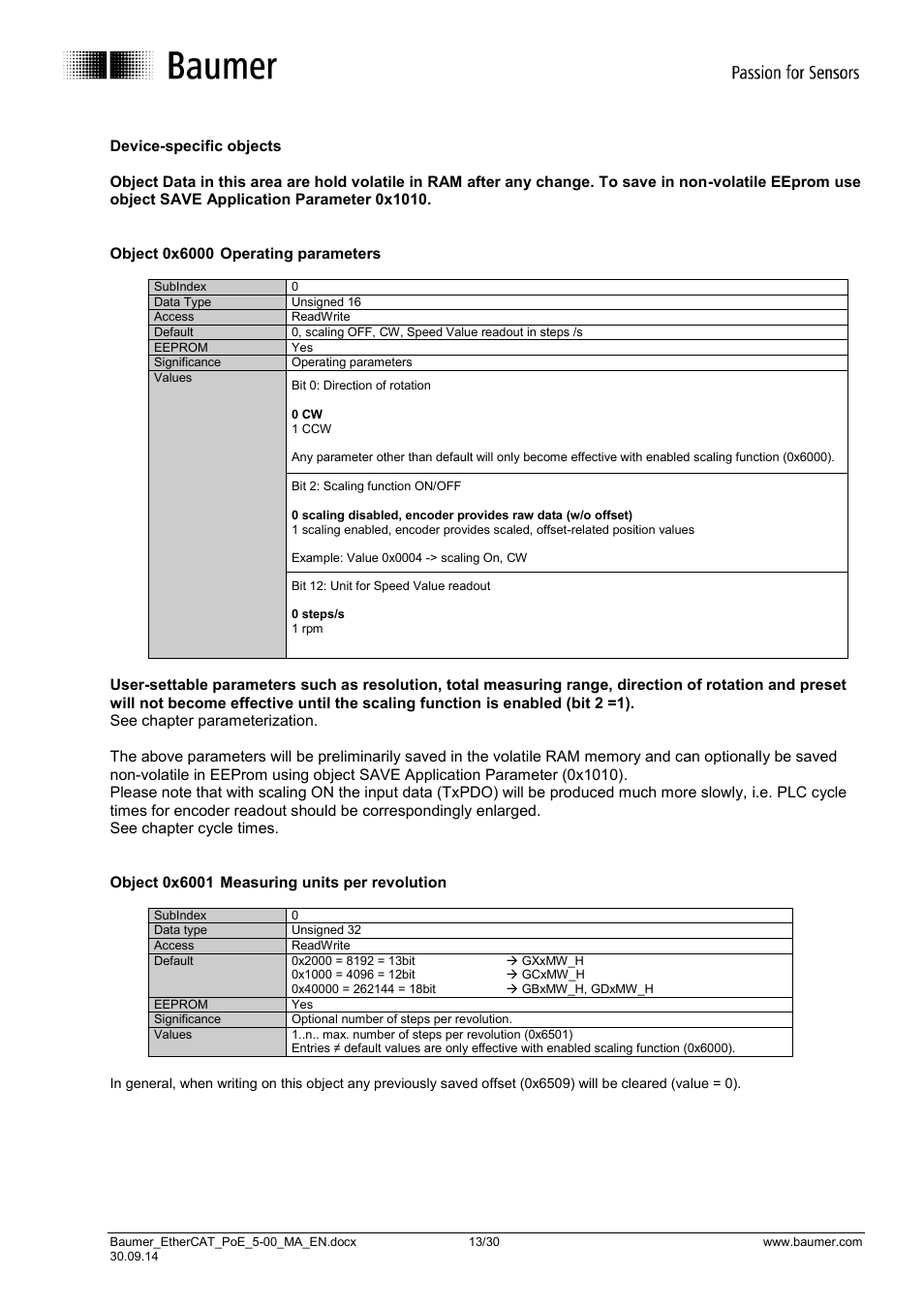 Baumer BMxx, GBxxx-GXxxx - EtherCAT / PoE from version ,5.0 User Manual | Page 13 / 30
