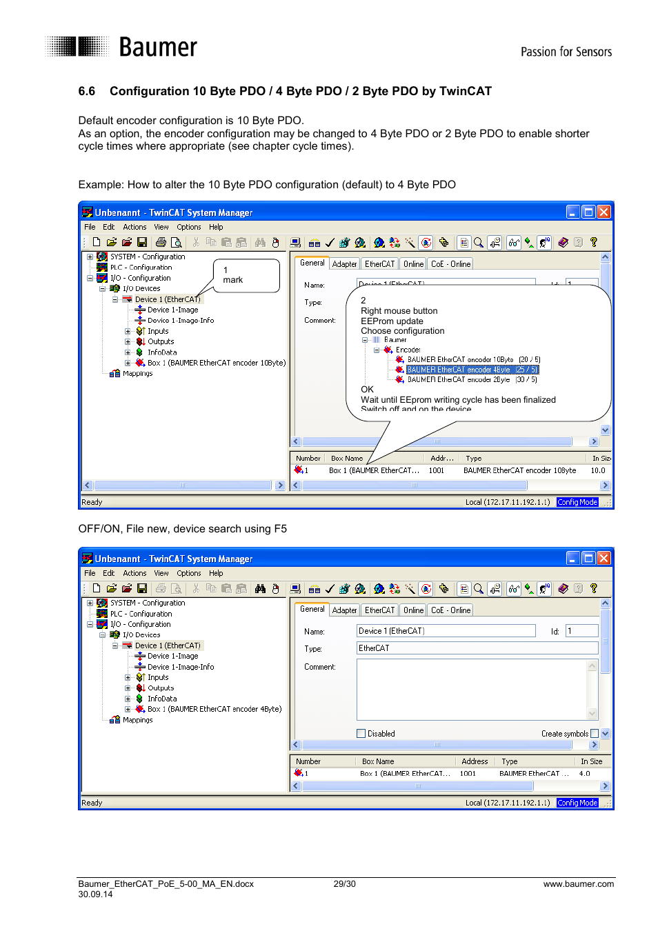 Baumer BMxx, GBxxx-GXxxx - EtherCAT / PoE from version ,5.0 User Manual | Page 29 / 30