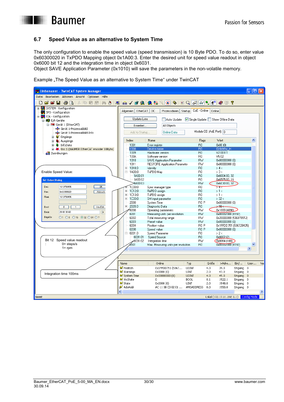 Speed value as an alternative to system time, 7 speed value as an alternative to system time | Baumer BMxx, GBxxx-GXxxx - EtherCAT / PoE from version ,5.0 User Manual | Page 30 / 30