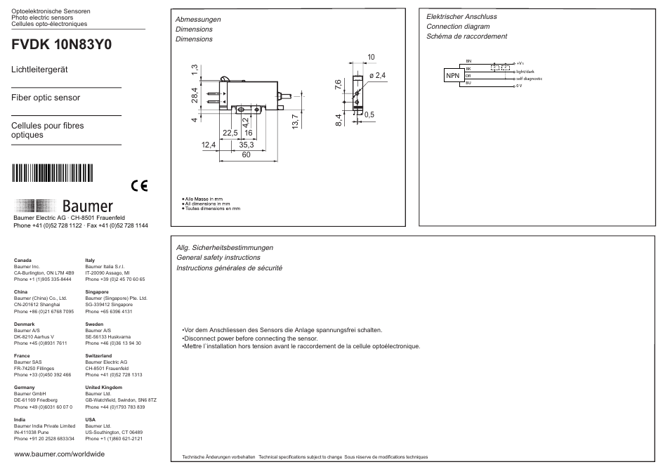 Baumer FVDK 10N83Y0 User Manual | 2 pages