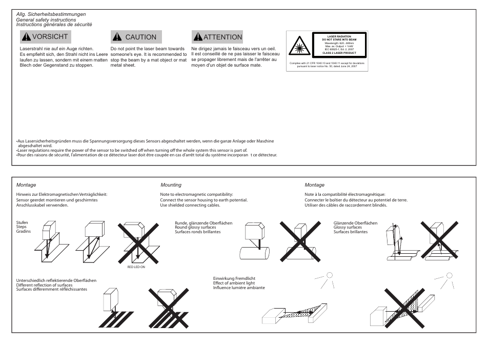 Vorsicht caution attention | Baumer OADM 20I2441/S14C User Manual | Page 2 / 4