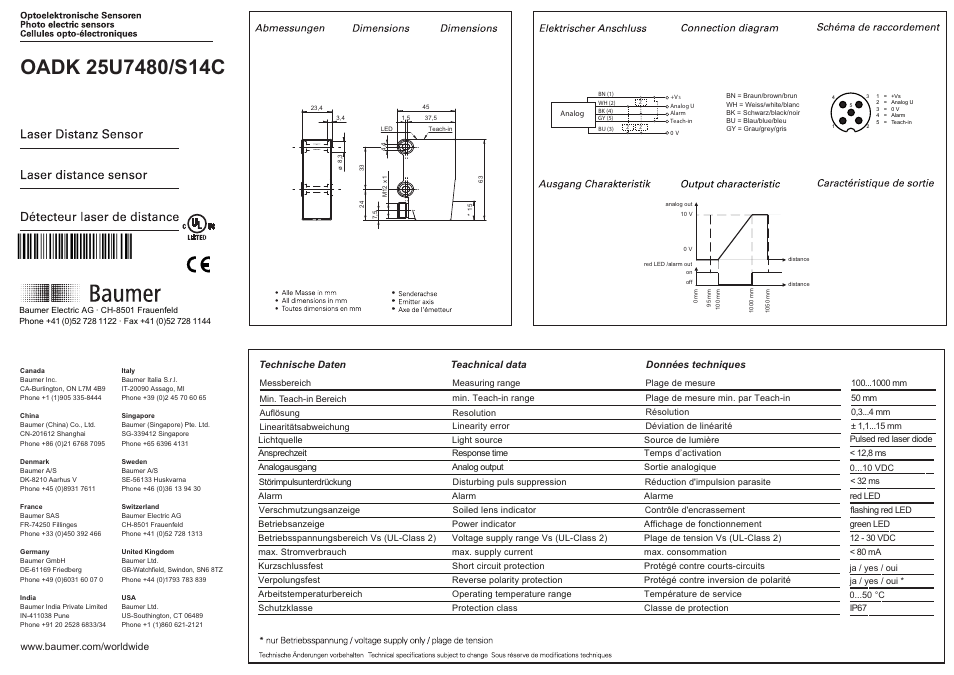 Baumer OADK 25U7480/S14C User Manual | 5 pages