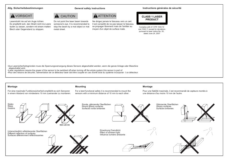 Vorsicht caution attention | Baumer OADK 25U7480/S14C User Manual | Page 2 / 5